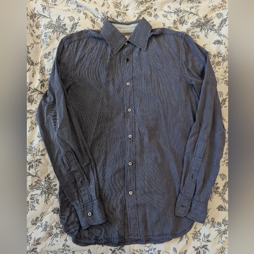 Diesel medium button-down shirt gray stripe